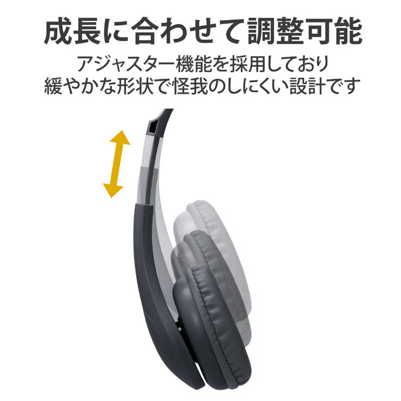 エレコム　ELECOM エレコム　ELECOM ヘッドセット こども専用  [φ3.5mmミニプラグ /両耳 /ヘッドバンドタイプ] HS-KD01TBK ブラック HS-KD01TBK ブラック
