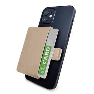 エレコム　ELECOM カードポケット ソフトレザー 磁気吸着 MAGKEEP iPhone12シリーズ対応 カード1枚収納 ベージュ AMS-BP01BE