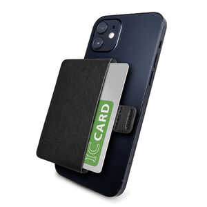 エレコム　ELECOM カードポケット ソフトレザー 磁気吸着 MAGKEEP iPhone12シリーズ対応 カード1枚収納 ブラック AMS-BP01BK