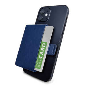 エレコム　ELECOM カードポケット ソフトレザー 磁気吸着 MAGKEEP iPhone12シリーズ対応 カード1枚収納 ネイビー AMS-BP01NV