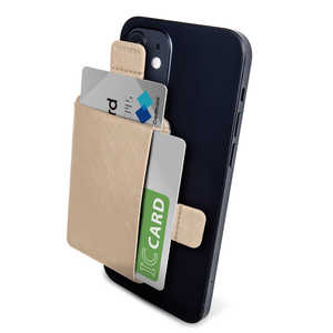 エレコム　ELECOM カードポケット ソフトレザー 磁気吸着 MAGKEEP iPhone12シリーズ対応 カード2枚収納 ベージュ AMS-BP02BE