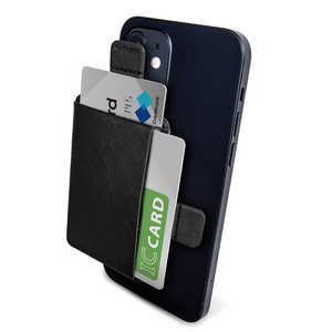 エレコム　ELECOM カードポケット ソフトレザー 磁気吸着 MAGKEEP iPhone12シリーズ対応 カード2枚収納 ブラック AMS-BP02BK