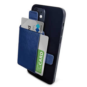 エレコム　ELECOM カードポケット ソフトレザー 磁気吸着 MAGKEEP iPhone12シリーズ対応 カード2枚収納 ネイビー AMS-BP02NV