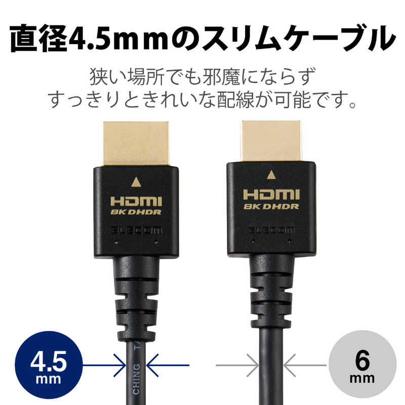 エレコム　ELECOM エレコム　ELECOM HDMIケーブル Ultra High Speed HDMI ブラック [1m /HDMI⇔HDMI /スリムタイプ /8K・4K対応] CAC-HD21ES10BK CAC-HD21ES10BK