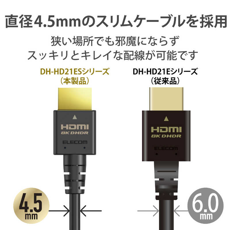 エレコム　ELECOM エレコム　ELECOM HDMIケーブル Ultra High Speed HDMI ブラック [1m /HDMI⇔HDMI /スリムタイプ  /8K・4K対応] DH-HD21ES10BK DH-HD21ES10BK