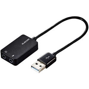 쥳 ELECOM ǥѴץ饰 [USB-A ᥹ 3.5mmx2] Windows11 Macб ֥å USBAADC02BK