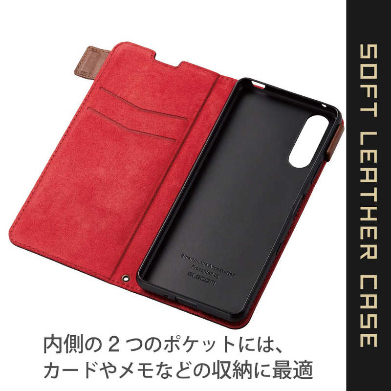 エレコム　ELECOM エレコム　ELECOM Xperia 10 III レザーケース ステッチ 磁石付き PM-X213PLFYBK PM-X213PLFYBK