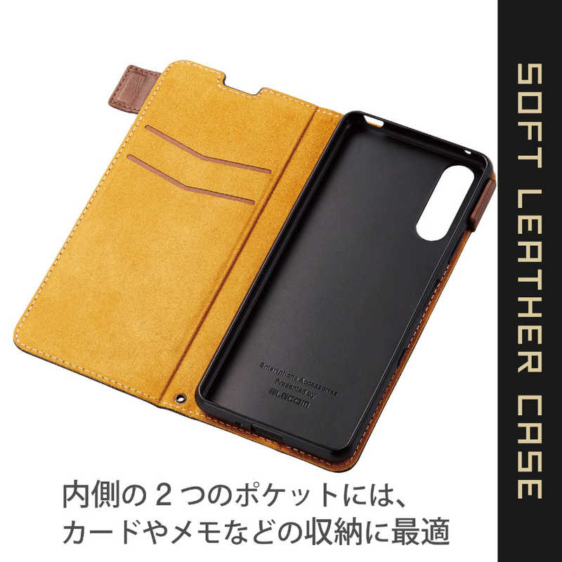 エレコム　ELECOM エレコム　ELECOM Xperia 10 III レザーケース ステッチ 磁石付き PM-X213PLFYNV PM-X213PLFYNV
