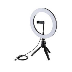 エレコム ELECOM LEDリングライト 26cm ミニ三脚スタンド付き 3色モード 10段階調光 USB給電 DE-L03BK エレコム ELECOM LEDリングライト 26cm ミニ三脚スタンド付き 3色モード 10段階調光 USB給電 DE-L03BK