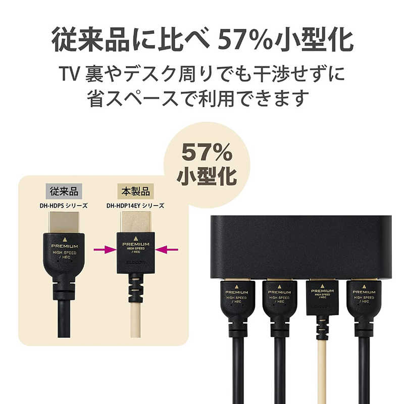 エレコム　ELECOM エレコム　ELECOM HDMIケーブル Premium HDMI ベージュ [1m /HDMI⇔HDMI /スタンダードタイプ /4K対応] DH-HDP14EY10BE DH-HDP14EY10BE