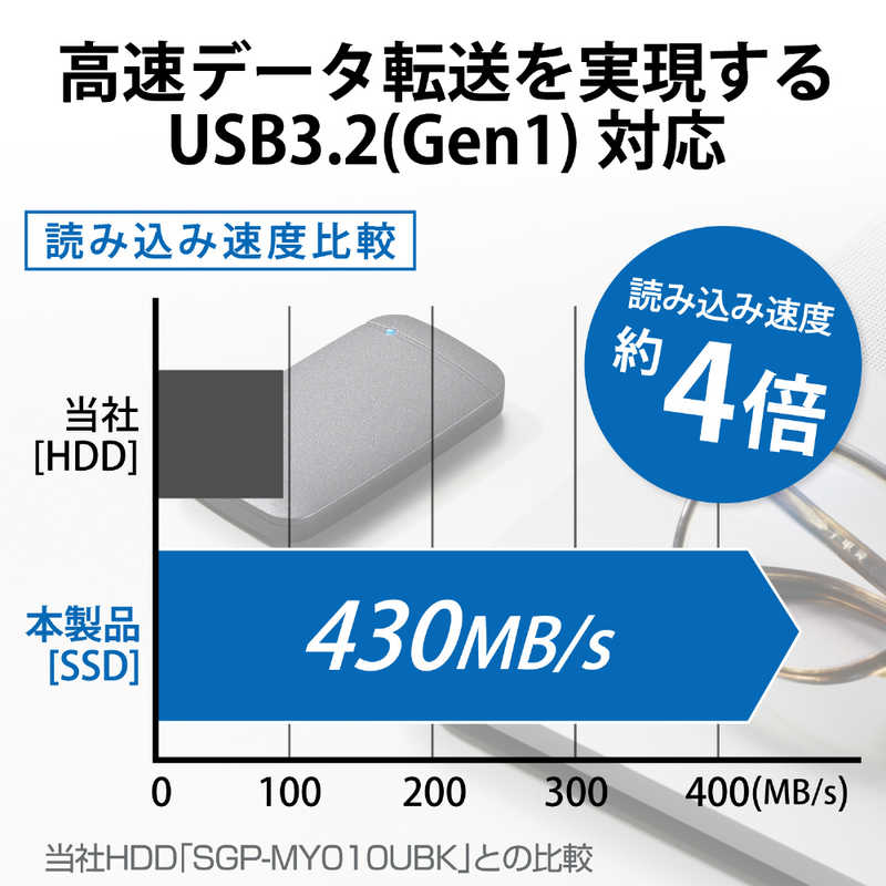 エレコム　ELECOM エレコム　ELECOM 【アウトレット】外付けSSD USB3.2(Gen1)対応 Type-C&Type-A 500GB　ﾌﾞﾗｯｸ ESD-EFA0500GBKR ESD-EFA0500GBKR