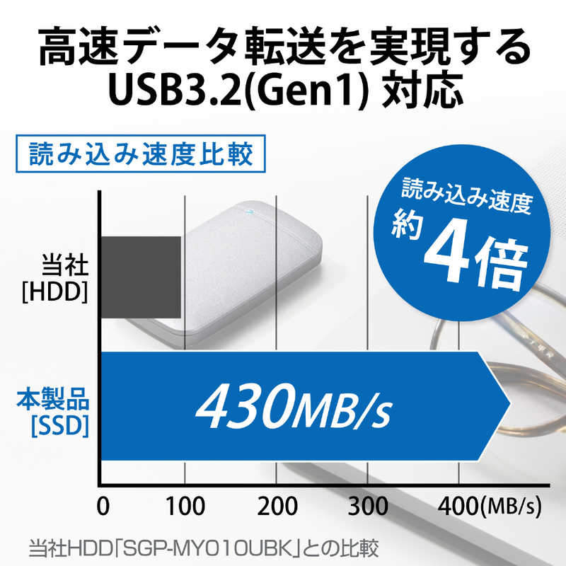 エレコム　ELECOM エレコム　ELECOM 外付けSSD USB3.2(Gen1)対応 Type-C&Type-A 500GB　ｼﾙﾊﾞｰ ESD-EFA0500GSVR ESD-EFA0500GSVR