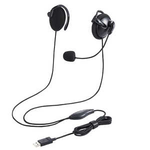 エレコム　ELECOM 有線ヘッドセット 耳掛け型 USB 両耳 ブラック HS-EH02UBK