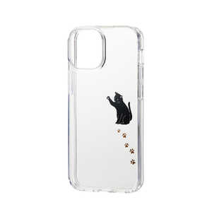 エレコム　ELECOM iPhone 13 mini ハイブリッドケース 黒ネコ PM-A21ATSGCAT