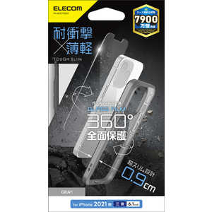 エレコム　ELECOM iPhone 13 Pro 3眼 ハイブリッドケースTOUGHSLIM PM-A21CTS3GY