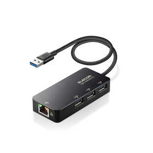 エレコム　ELECOM LANアダプター 有線 タイプA Giga USBハブ付 (USB-A×3) USB3.2(Gen1) 3.1(Gen1) 3.0 10 100 1000Mbps 【Windows Mac対応】 EDC-GUA3H2-B