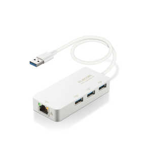 エレコム　ELECOM LANアダプター 有線 タイプA Giga USBハブ付 (USB-A×3) USB3.2(Gen1) 3.1(Gen1) 3.0 10 100 1000Mbps 【Windows Mac対応】 EDC-GUA3H2-W