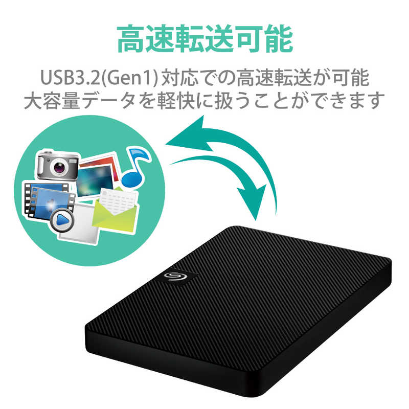エレコム　ELECOM エレコム　ELECOM ポータブルハードディスク USB3.2(Gen1) 1TB Seagate New Expansion MZシリーズ ブラック SGP-MZ010UBK SGP-MZ010UBK