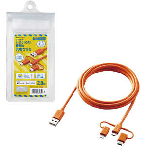 쥳 ELECOM 3in1֥(microUSB+Type-C+Lightning)/ũդ/ɺ/ȥɥ/iPhoneAndroid б/ǧ MPA-BAMBLC20DR