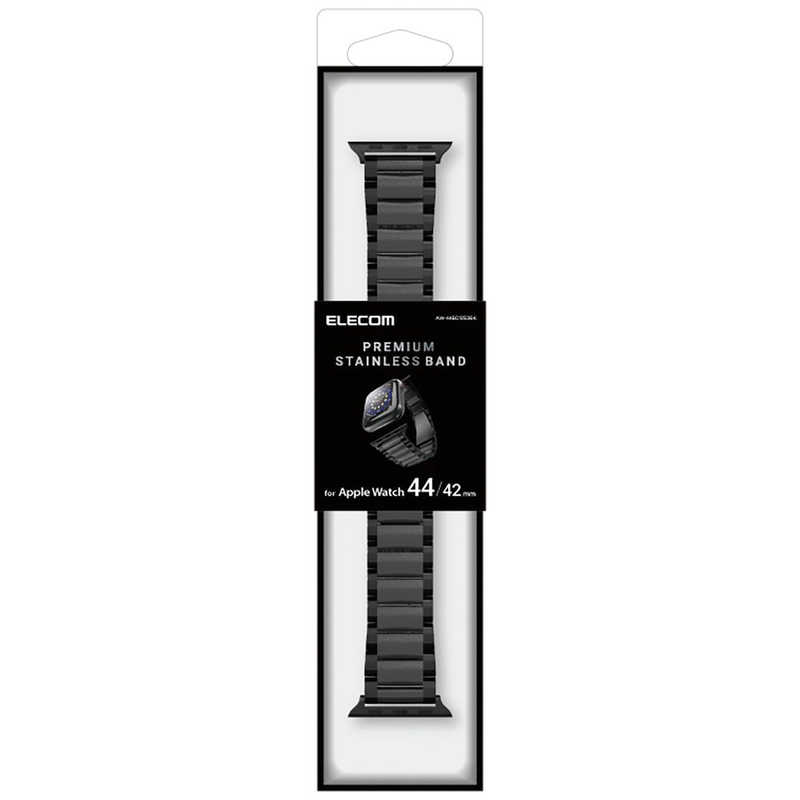 エレコム　ELECOM エレコム　ELECOM Apple Watch バンド Series 7/6/5/4/3/2/1、SE対応 45mm 44mm 42mm バンド プレミアムステンレス 3連タイプ ブラック AW-44BDSS3BK AW-44BDSS3BK