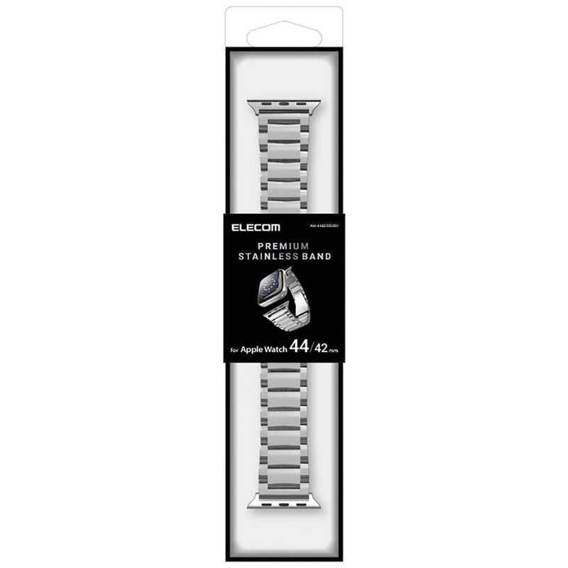 エレコム　ELECOM エレコム　ELECOM Apple Watch バンド Series 7/6/5/4/3/2/1、SE対応 45mm 44mm 42mm バンド プレミアムステンレス 3連タイプ シルバー AW-44BDSS3SV AW-44BDSS3SV