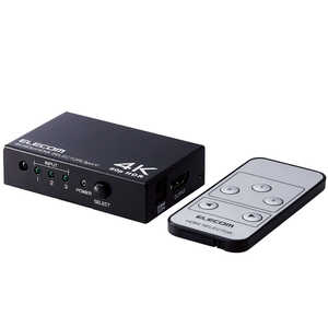 エレコム ELECOM HDMI切替器(3ポート) PC ゲーム機 マルチディスプレイ ミラーリング 専用リモコン付き 4K 60Hz(18Gbps) DH-SW4KP31BK エレコム ELECOM HDMI切替器(3ポート) PC ゲーム機 マルチディスプレイ ミラーリング 専用リモコン付き 4K 60Hz(18Gbps) DH-SW4KP31BK