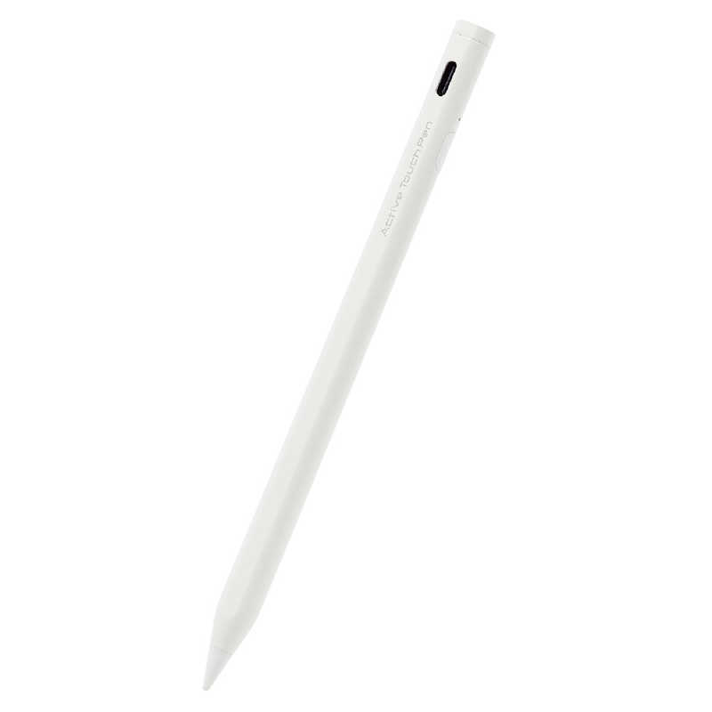 エレコム　ELECOM エレコム　ELECOM タッチペン 充電式 スタイラスペン 極細 ペン先 2mm マグネット付 iPad ホワイト  P-TPACSTAP02WH P-TPACSTAP02WH