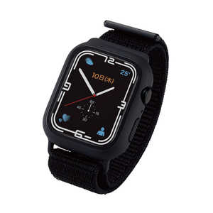 エレコム　ELECOM Apple Watch series7 45mm/フルカバーケース/ガラス/バンド一体型/ファブリック/ブラック AW-21ABCFBBK