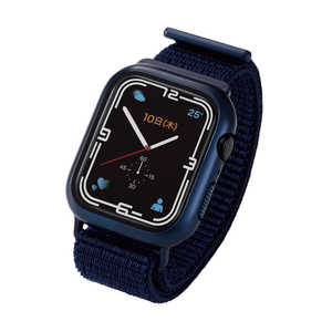 エレコム　ELECOM Apple Watch series7 45mm/フルカバーケース/ガラス/バンド一体型/ファブリック/ネイビー AW-21ABCFBNV