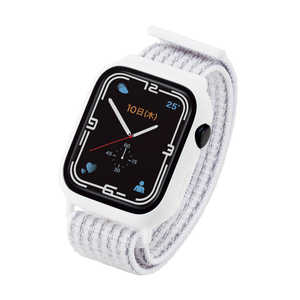 エレコム　ELECOM Apple Watch series7 45mm/フルカバーケース/ガラス/バンド一体型/ファブリック/ホワイト AW-21ABCFBWH