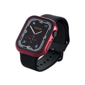エレコム　ELECOM Apple Watch series7 45mm/フルカバーケース/プレミアムガラス/高透明/レッド AW-21AFCGRD