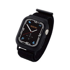 エレコム　ELECOM Apple Watch series7 41mm/フルカバーケース/ガラス/バンド一体型/ファブリック/ブラック AW-21BBCFBBK