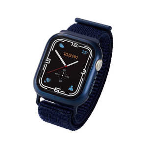 エレコム　ELECOM Apple Watch series7 41mm/フルカバーケース/ガラス/バンド一体型/ファブリック/ネイビー  AW-21BBCFBNV