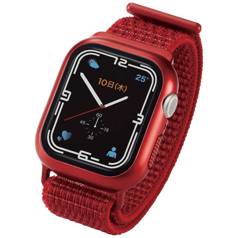 エレコム　ELECOM エレコム　ELECOM Apple Watch series7 41mm/フルカバーケース/ガラス/バンド一体型/ファブリック/レッド AW-21BBCFBRD AW-21BBCFBRD