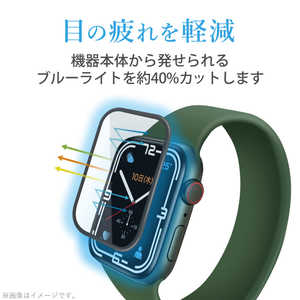 エレコム　ELECOM Apple Watch series7 41mm/フルカバーガラスフィルム/高透明/ブルーライトカット/ブラック AW-21BFLGGBR