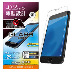 エレコム　ELECOM iPhone SE 第3世代 /SE 第2世代 /8/7/6s/6/ガラスライクフィルム/薄型/ブルーライトカット PMA22SFLGLBL