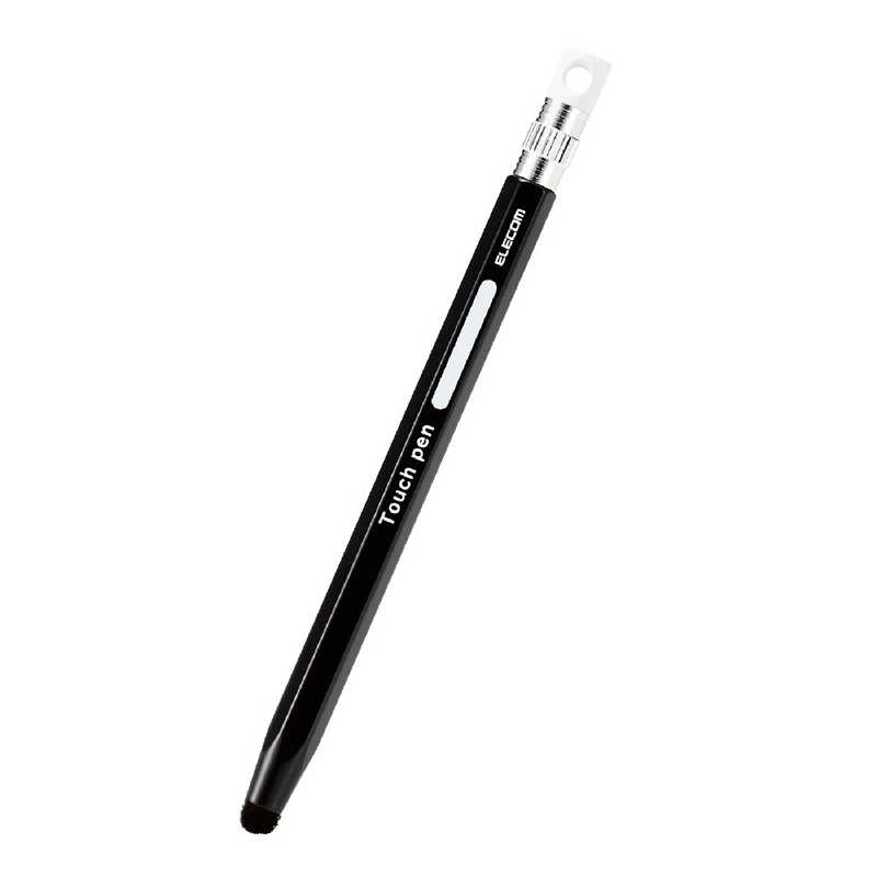 エレコム　ELECOM エレコム　ELECOM タッチペン スタイラスペン 超感度タイプ 六角鉛筆型 ペン先交換可 ストラップホール付 ( iPad iPhone Android各種 スマホ タブレット )対応 ブラック  PTPENCEBK PTPENCEBK