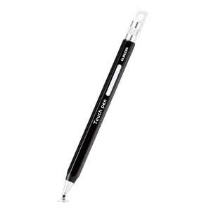 エレコム　ELECOM タッチペン スタイラスペン ディスクタイプ 六角鉛筆型 ペン先交換可 ストラップホール付 ( iPad iPhone Android各種 スマホ タブレット )対応 ブラック  PTPENDEBK