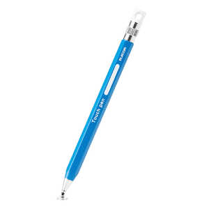 エレコム　ELECOM タッチペン スタイラスペン ディスクタイプ 六角鉛筆型 ペン先交換可 ストラップホール付 ( iPad iPhone Android各種 スマホ タブレット )対応 ブルー  PTPENDEBU