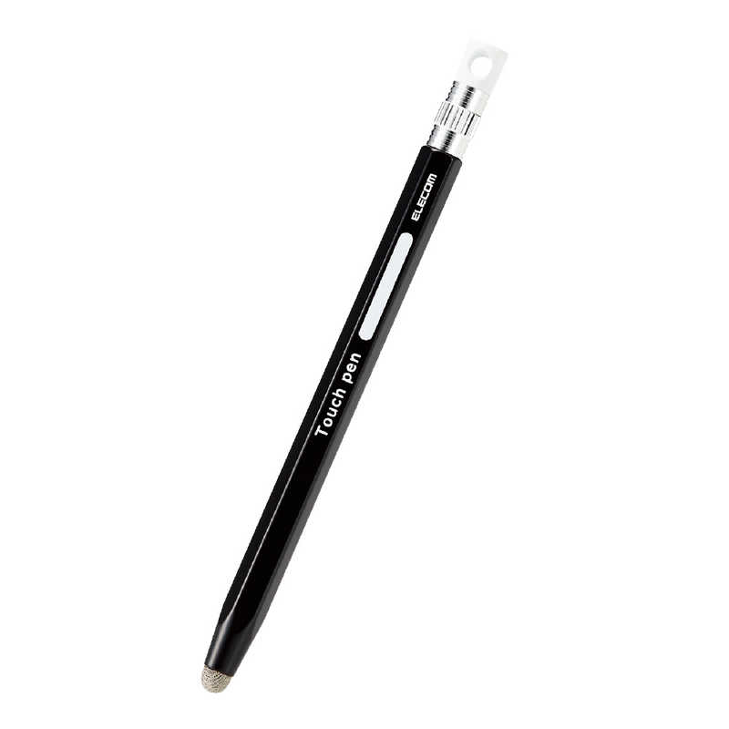 エレコム　ELECOM エレコム　ELECOM タッチペン スタイラスペン 導電繊維タイプ 六角鉛筆型 ペン先交換可 ストラップホール付 ( iPad iPhone Android各種 スマホ タブレット )対応 ブラック  PTPENSEBK PTPENSEBK