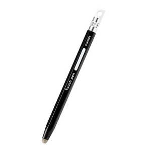 エレコム　ELECOM タッチペン スタイラスペン 導電繊維タイプ 六角鉛筆型 ペン先交換可 ストラップホール付 ( iPad iPhone Android各種 スマホ タブレット )対応 ブラック  PTPENSEBK