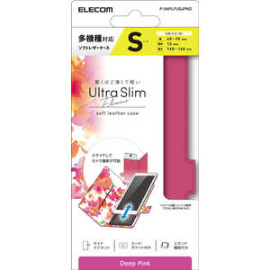 エレコム ELECOM スマートフォン用マルチレザーケース/スライド式/手帳型/UltraSlim/Flowers/薄型/磁石付キ/Sサイズ/ディープピンク P-04PLFUSJPND