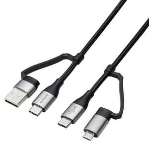 エレコム　ELECOM 4in1 USBケーブル/USB-A+USB-C/Micro-B+USB-C/USB Power Delivery対応/1.0m/ブラック MPA-AMBCC10BK