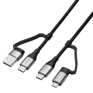 エレコム ELECOM 4in1 USBケーブル/USB-A+USB-C/Micro-B+USB-C/1.0m/ブラック MPA-AMBCC10BK エレコム ELECOM 4in1 USBケーブル/USB-A+USB-C/Micro-B+USB-C/1.0m/ブラック MPA-AMBCC10BK