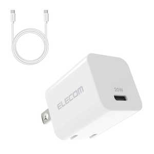 エレコム　ELECOM AC充電器/USB充電器/USB Power Delivery対応/20W/USB-C1ポート/USB-C-USB-Cケーブル付属/スイングプラグ/1.5m/ホワイト MPA-ACCP33WH
