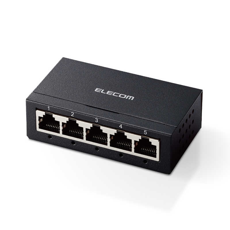 エレコム　ELECOM エレコム　ELECOM スイッチングハブ LAN ハブ 5ポート Giga対応 金属筐体 AC電源 ファンレス 静音 省エネ機能 ブラック EHC-G05MA-B EHC-G05MA-B