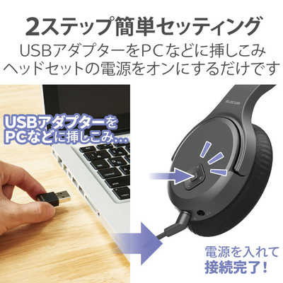 エレコム ELECOM 無線ヘッドセット 2.4GHzワイヤレス HS-HPW01BK の