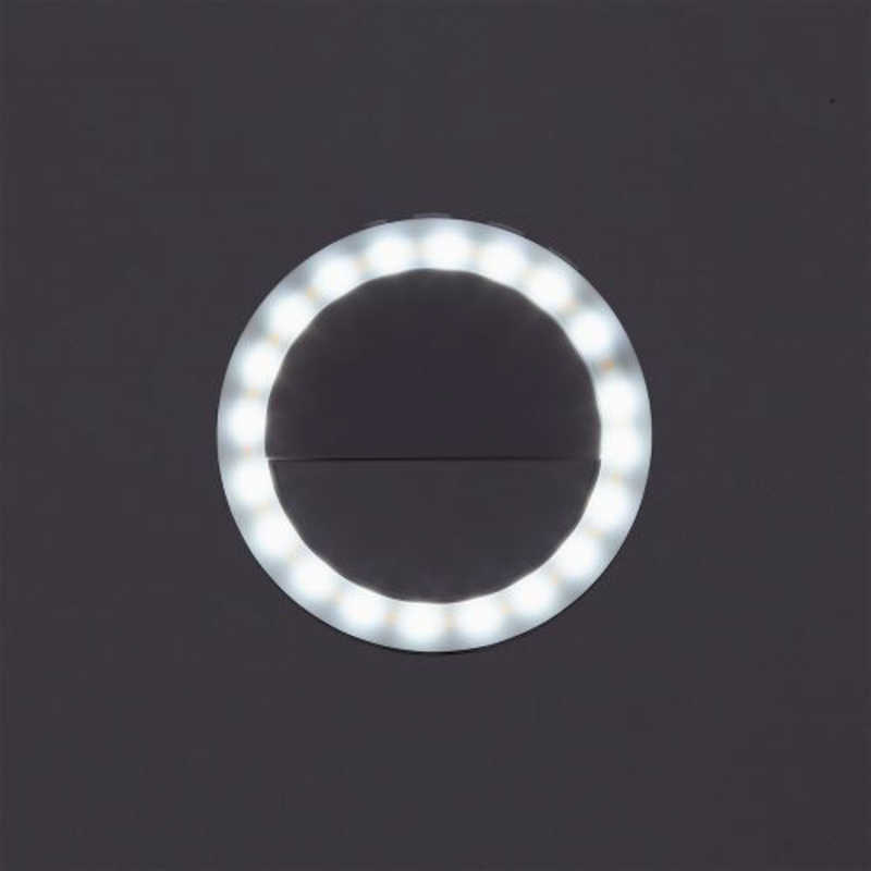 エレコム　ELECOM エレコム　ELECOM LED リングライト 直径9cm クリップ式 3段階調光 ライト 3色モード USB充電式 自撮りライト ホワイト DE-L04WH DE-L04WH