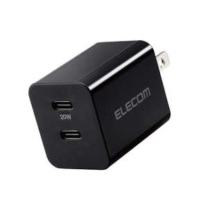 エレコム　ELECOM AC充電器/USB充電器/USB Power Delivery準拠/20W/USB-C2ポート/スイングプラグ/ブラック MPA-ACCP35BK