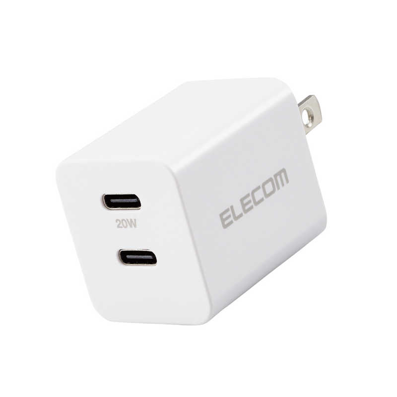 エレコム　ELECOM エレコム　ELECOM AC充電器/USB充電器/USB Power Delivery準拠/20W/USB-C2ポート/スイングプラグ/ホワイト MPA-ACCP35WH MPA-ACCP35WH